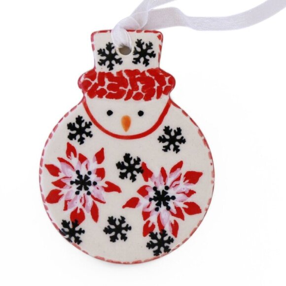 Polish Pottery Unikat Snowman Ornament Set - Picture 5 of 5